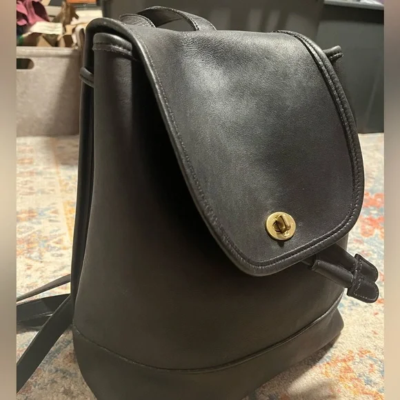 Coach vintage 90s black leather daypack backpack - Picture 12 of 15